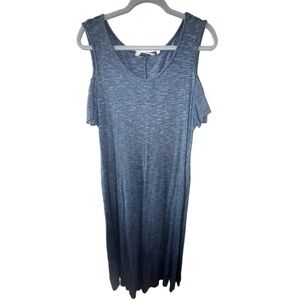 Soft Surroundings Dress Womens Petite Large Blue‎ Cold Shoulder Knit Boho Resort